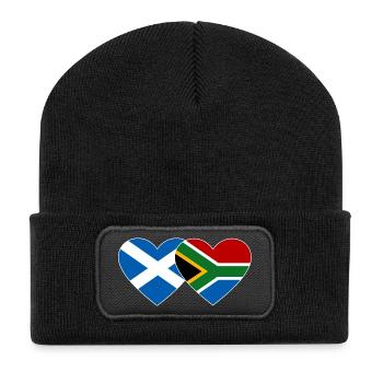 Ecosse Afrique du Sud Flag Heart - Beanie recyclé à patch - noir - Devant