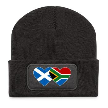 Scotland South Africa Flag Heart - Recycled Patch Beanie - dark grey - Front