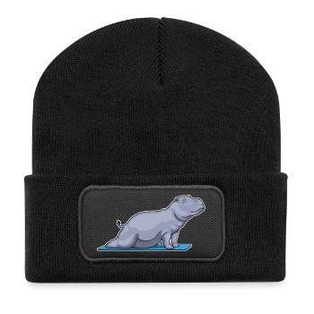 Hippopotamus Yoga Gymnastique - Beanie recyclé à patch - noir - Devant