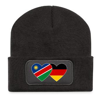 Namibia Deutschland Flagge Herz - Recycelte Patch Beanie - Dunkelgrau - Vorne