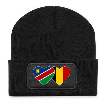 Namibia Belgium Flag Heart - Recycled Patch Beanie - black - Front