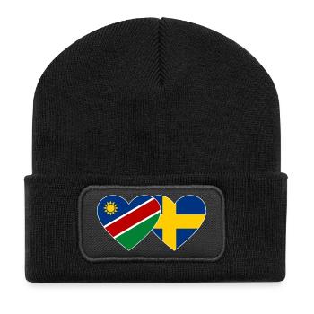Namibia Schweden Flagge Herz - Recycelte Patch Beanie - Schwarz - Vorne