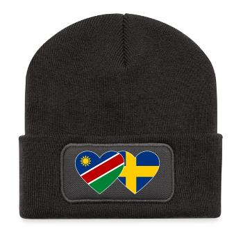 Namibia Schweden Flagge Herz - Recycelte Patch Beanie - Dunkelgrau - Vorne