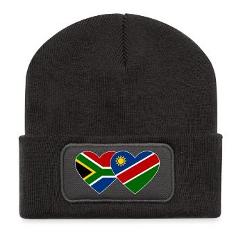 South Africa Namibia Flag Heart - Recycled Patch Beanie - dark grey - Front