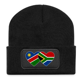 Namibie Afrique du Sud Drapeau Coeur - Beanie recyclé à patch - noir - Devant
