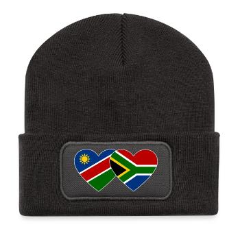 Namibia South Africa Flag Heart - Recycled Patch Beanie - dark grey - Front