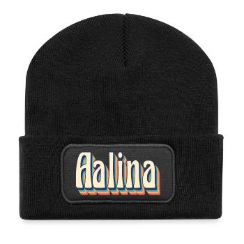 Aalina t-shirt t-shirt rétro idée cadeau vintage - Beanie recyclé à patch - noir - Devant