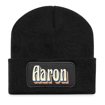 Aaron T-Shirt Retro T-Shirt Vintage Geschenkidee - Recycelte Patch Beanie - Schwarz - Vorne