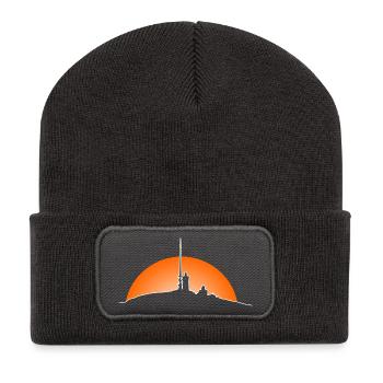 Harz Style - Brocken - Sonnenaufgang im Harz - Recycelte Patch Beanie - Dunkelgrau - Vorne