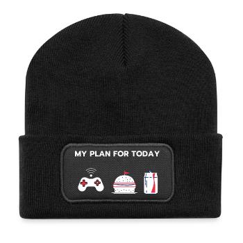 Mein Plan für heute: Gaming - Recycelte Patch Beanie - Schwarz - Vorne