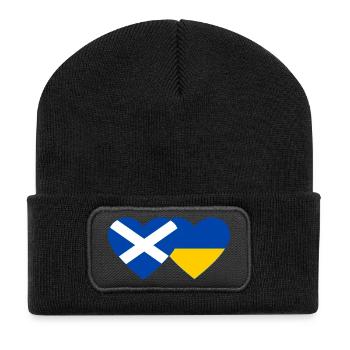 Scotland Ukraine Flag Heart - Recycled Patch Beanie - black - Front