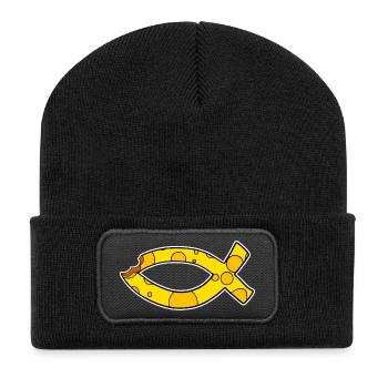 Poisson Symbole Fromage - Beanie recyclé à patch - noir - Devant