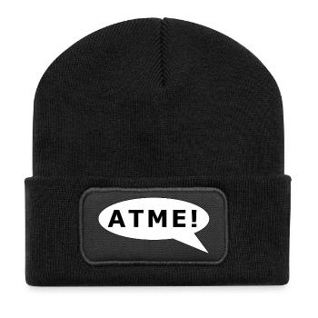 ATME! Schprechblase schwarz auf weiß - Recycelte Patch Beanie - Schwarz - Vorne