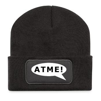ATME! Schprechblase schwarz auf weiß - Recycelte Patch Beanie - Dunkelgrau - Vorne