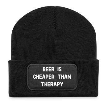 Beer Is Cheaper Than Therapy - Recycelte Patch Beanie - Schwarz - Vorne