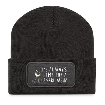 always time for wine denglisch lustig weinsprüche - Recycelte Patch Beanie - Dunkelgrau - Vorne