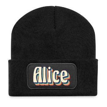 Alice T-Shirt Retro Vintage T-Shirt Geschenkidee - Recycelte Patch Beanie - Schwarz - Vorne