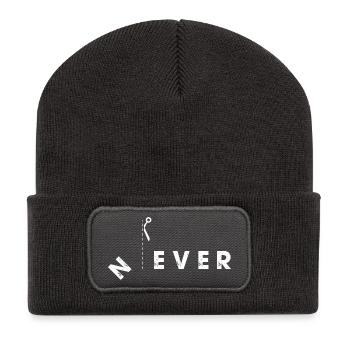 Niemals Grenzen schneiden Scherendesign - Recycelte Patch Beanie - Dunkelgrau - Vorne