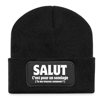 Hi, hello, pollster, poll - Recycled Patch Beanie - black - Front
