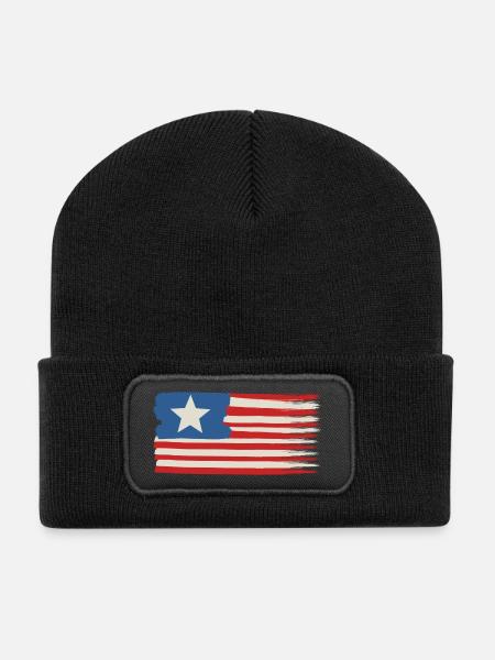 Une étoile Drapeau des États-Unis - Beanie recyclé à patch - noir