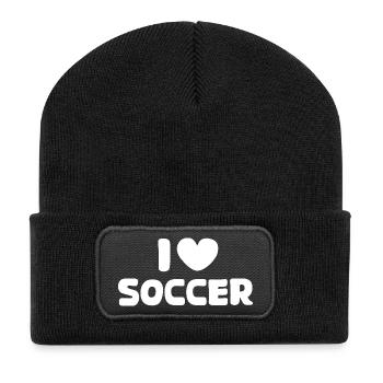 Soccer Love Heart Logo Icon Illustration Team - Recycled Patch Beanie - black - Front