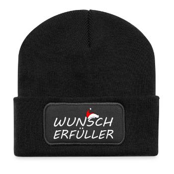 WUNSCHERFÜLLER - Recycelte Patch Beanie - Schwarz - Vorne