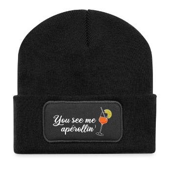 You see me aperollin’ - Recycelte Patch Beanie - Schwarz - Vorne