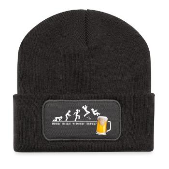 Weekday Jump to Beer - Recycled Patch Beanie - dark grey - Front