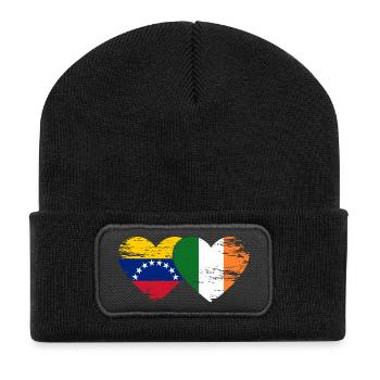 Venezuela Ireland Hearts Collage - Recycled Patch Beanie - black - Front