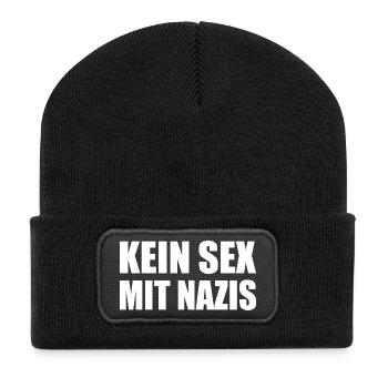 kein sex mit nazis - Recycelte Patch Beanie - Schwarz - Vorne