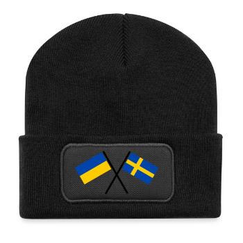 Schweden + Ukraine - Recycelte Patch Beanie - Schwarz - Vorne