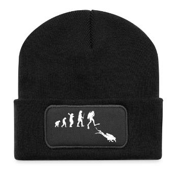 Illustration der Evolution des menschlichen Fortschritts - Recycelte Patch Beanie - Schwarz - Vorne