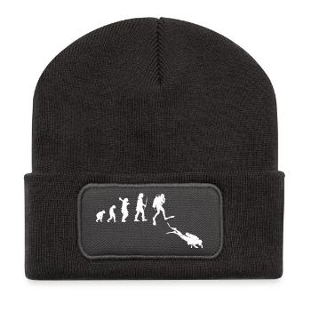 Illustration de l’évolution du progrès humain - Beanie recyclé à patch - charbon - Devant