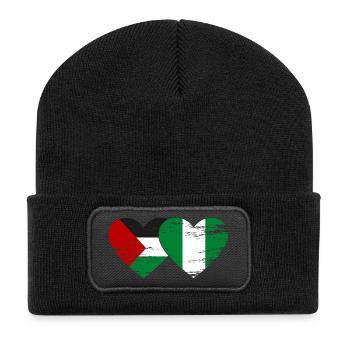 Palästina Nigeria Flagge used - Recycelte Patch Beanie - Schwarz - Vorne