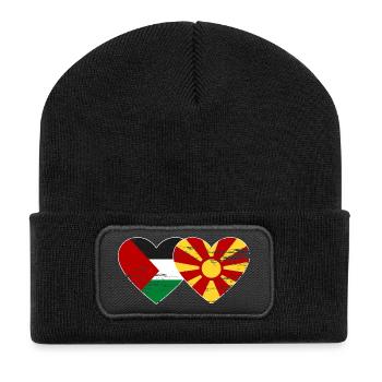 Palästina Mazedonien Flagge used - Recycelte Patch Beanie - Schwarz - Vorne