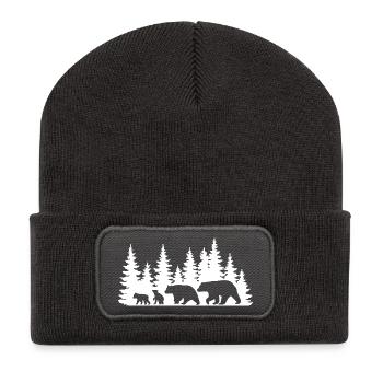 Silhouette Forest Wildlife Design - Recycled Patch Beanie - dark grey - Front