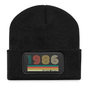 40 Jahre 1986 Vintage Retro Geburtstagsgeschenk - Recycelte Patch Beanie - Schwarz - Vorne