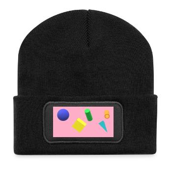 Vibrant Geometric Shape Composition - Recycled Patch Beanie - black - Front