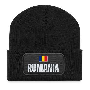 Ich liebe Rumänien, rumänischen Stolz - Recycelte Patch Beanie - Schwarz - Vorne