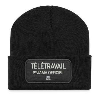Télétravail Pyjama Officiel - Beanie recyclé à patch - noir - Devant