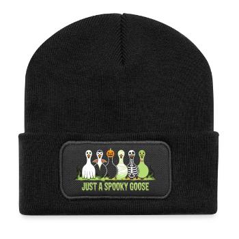 Just A Spooky Goose Halloween Vibes - Recycled Patch Beanie - black - Front