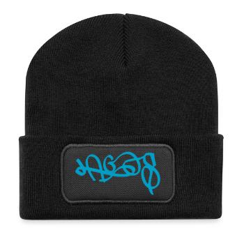 Abstract Lagos Graffiti Design - Recycled Patch Beanie - black - Front