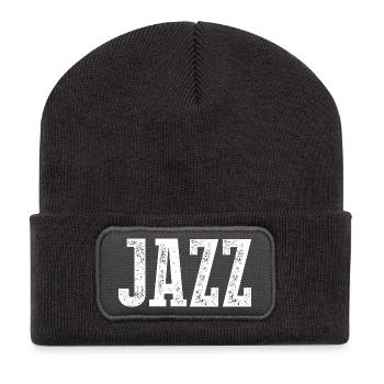 T-shirt de typographie en détresse jazz - Beanie recyclé à patch - charbon - Devant