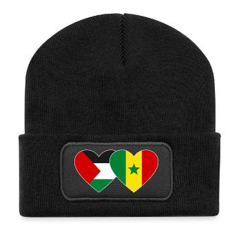 Palestine Sénégal Drapeau Coeur - Beanie recyclé à patch - noir - Devant