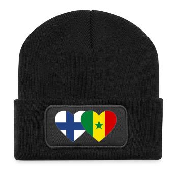 Finlande Sénégal Drapeau Coeur - Beanie recyclé à patch - noir - Devant