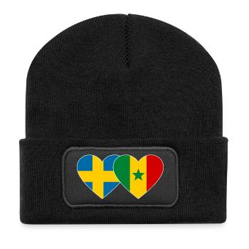 Suède Sénégal Drapeau Coeur - Beanie recyclé à patch - noir - Devant