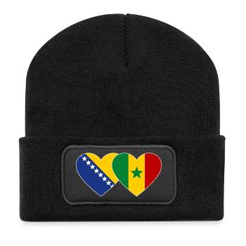 Drapeau Bosnie-Sénégal Coeur - Beanie recyclé à patch - noir - Devant