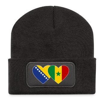 Drapeau Bosnie-Sénégal Coeur - Beanie recyclé à patch - charbon - Devant