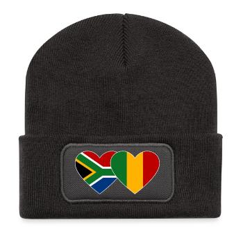 South Africa Mali Flag Heart - Recycled Patch Beanie - dark grey - Front
