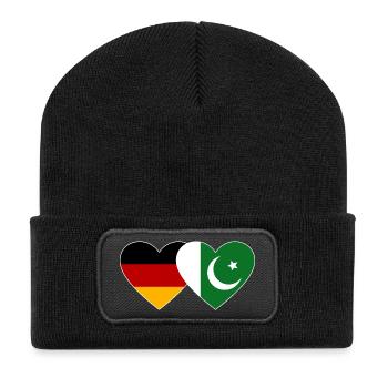 Allemagne Pakistan Drapeau Coeur - Beanie recyclé à patch - noir - Devant